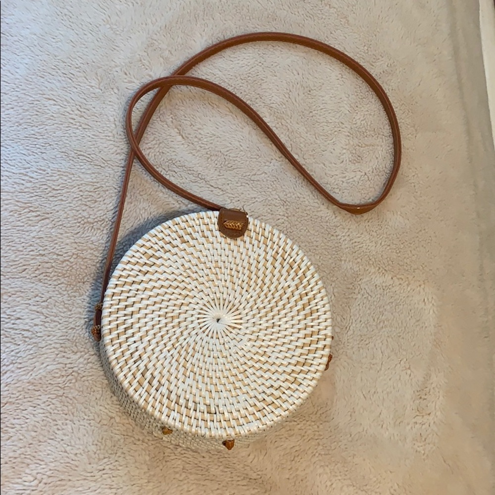 Handwoven Round Rattan Basket Purse